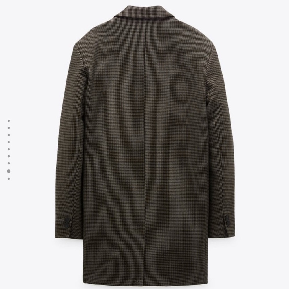 Zara Houndstooth Shoulder-pad Brown Blazer, Wool Blend, Size L, Classic Career - Picture 2 of 12